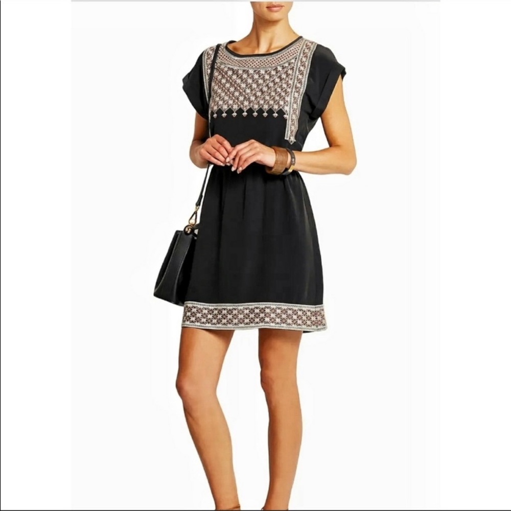 Madewell Black Dress with White and Brown Embroidery - Picture 2 of 7